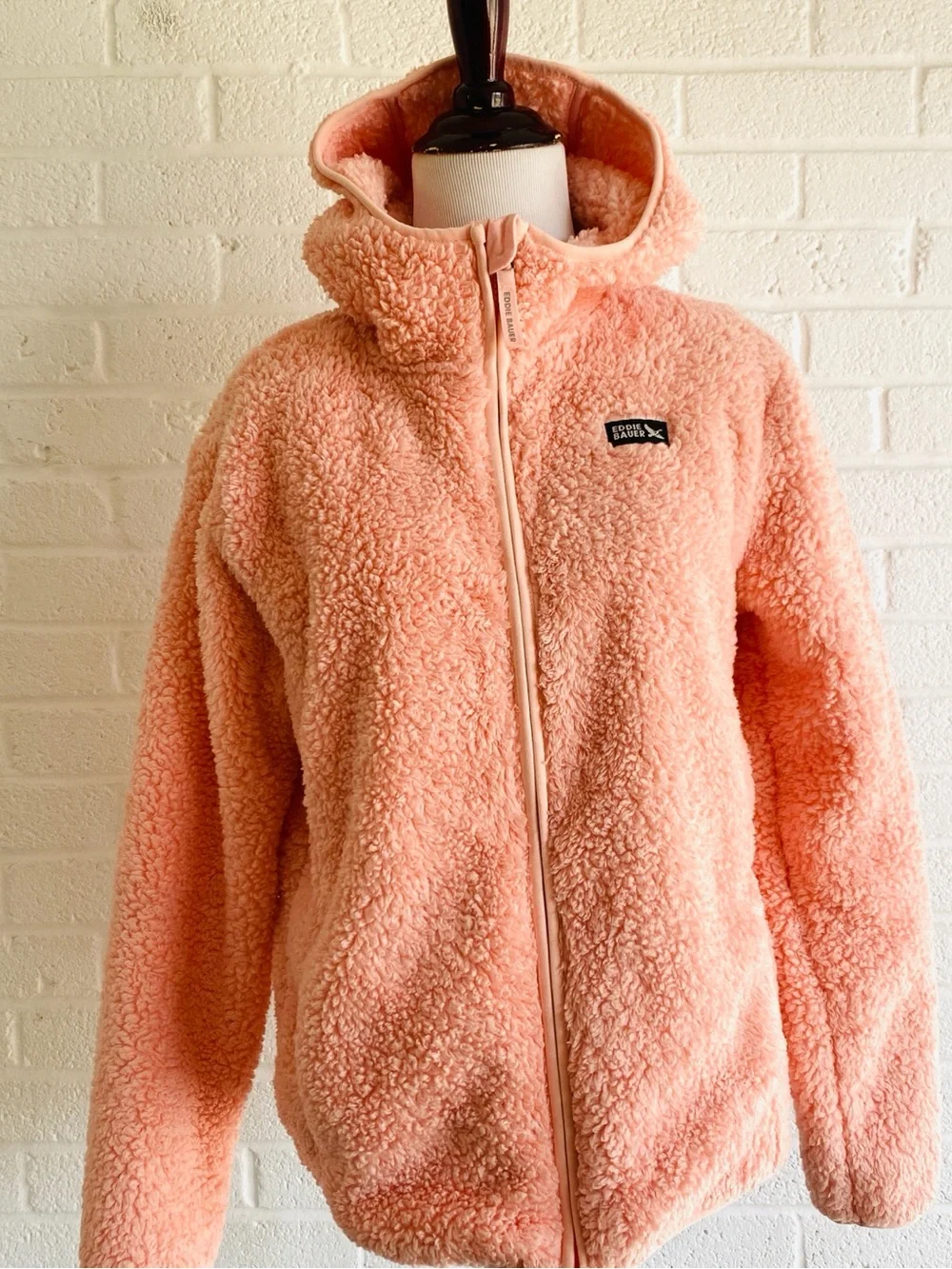 Eddie Bauer Youth Kid's High Pile Plush Sherpa Cozy Hooded  Jacket Pink Large